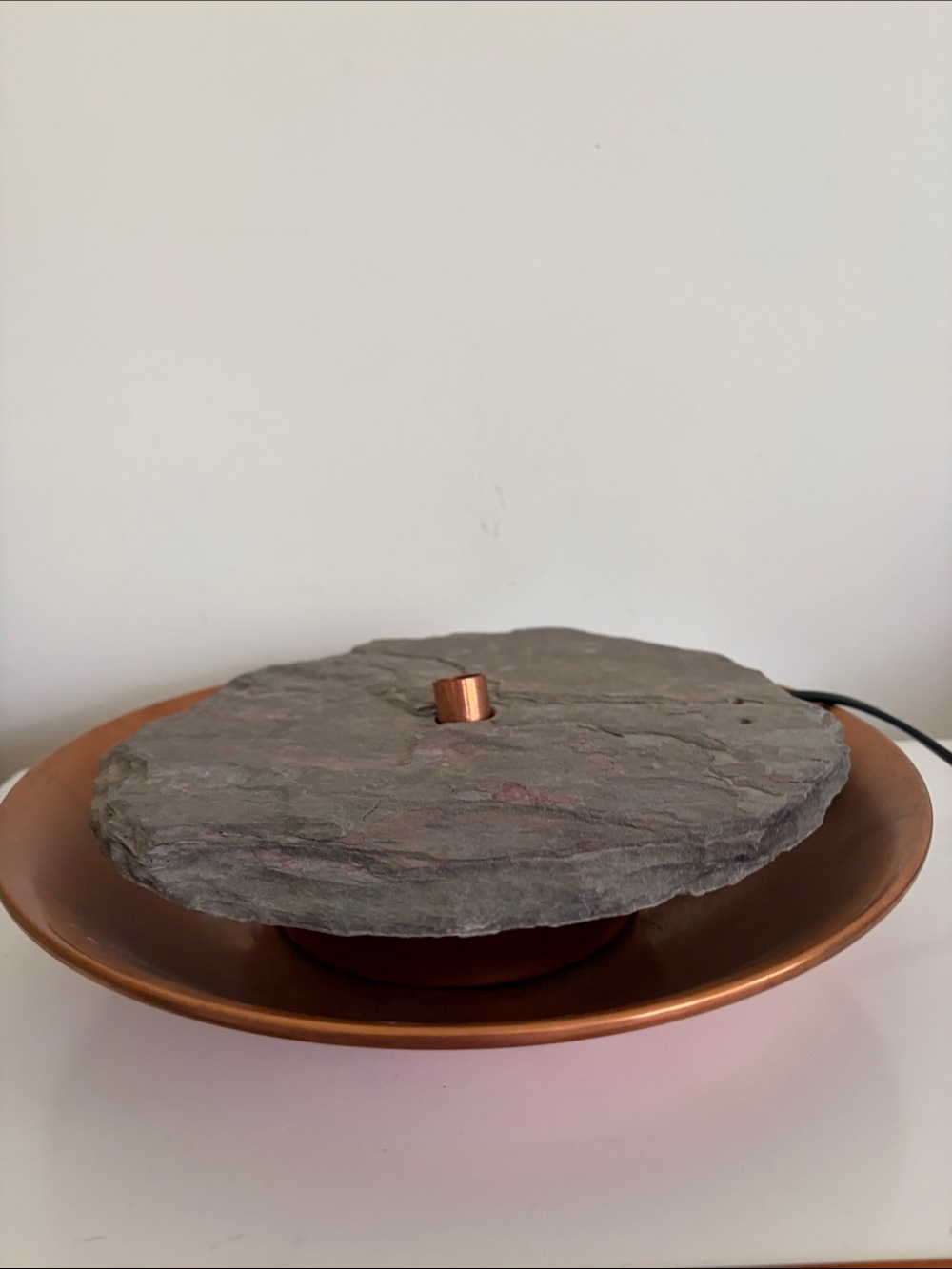 Vintage Stone and Copper Decorative Fountain - Slate Gray and Copper